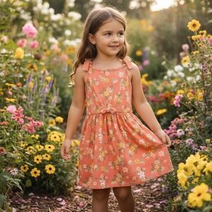 4T Girls Navy Back to School Dress Rainbow Pencil Floral Kids Bamboo